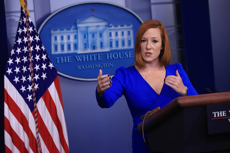 Juru Bicara Gedung Putih Amerika Serikat Jen Psaki berbicara tentang konflik Rusia-Ukraina