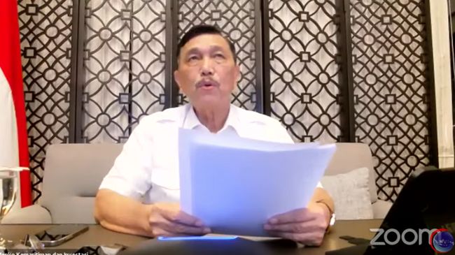 Luhut Binsar Panjaitan dalam konferensi pers virtual mengenai kondisi covid-19 di jakarta