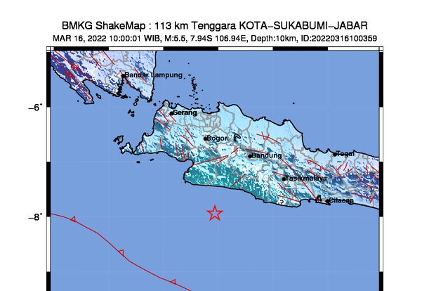 Shake map gempa Sukabumi (BMKG/Berita Orbit)