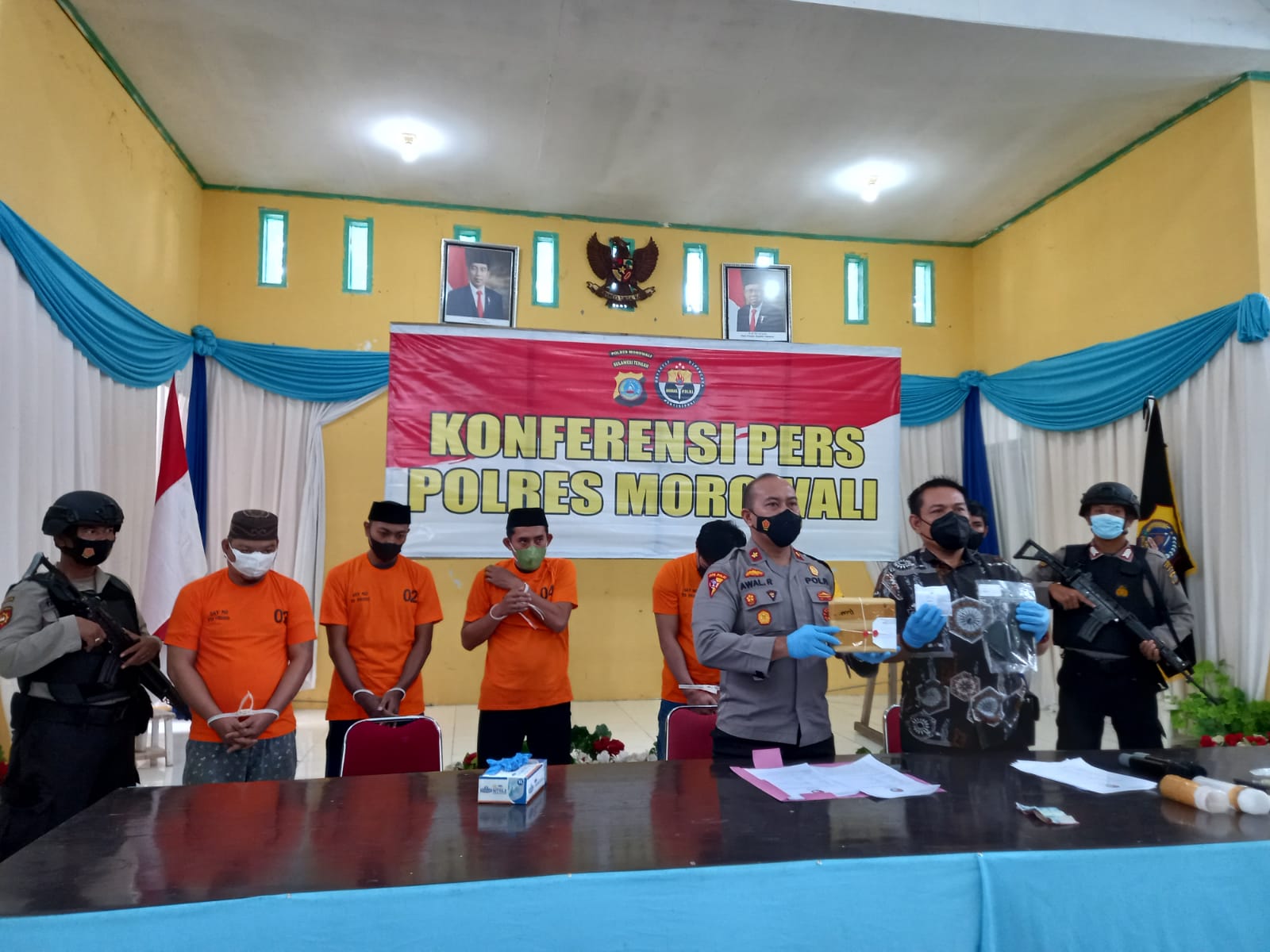 Konferensi pers pengungkapan kasus narkotika oleh Polres Morowali pada Rabu 30 Maret 2022