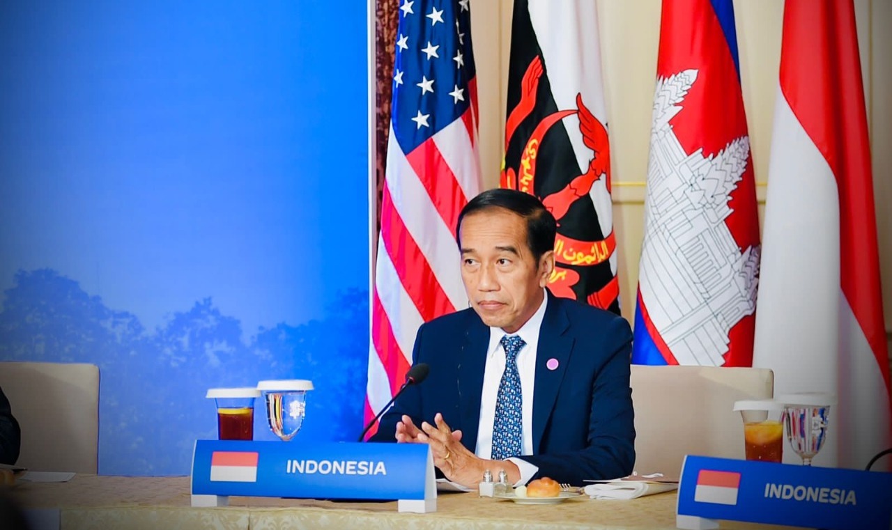 Presiden Joko Widodo saat menghadiri acara KTT Global ovid-19 di Washington DC.