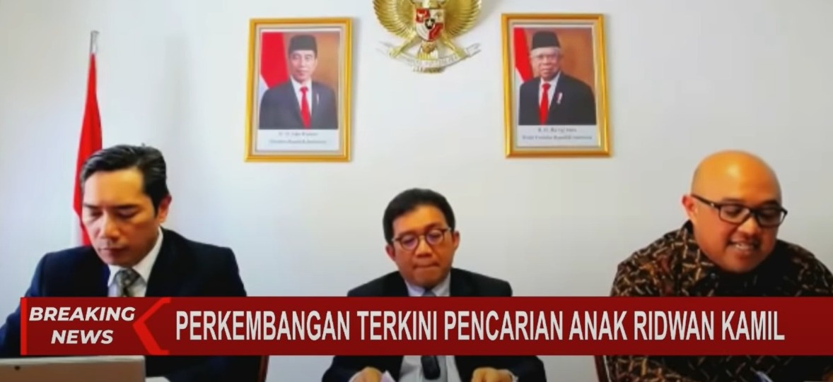 Screenshot siaran pers update pencarian Eril di Swiss. Foto: Youtube Kompastv