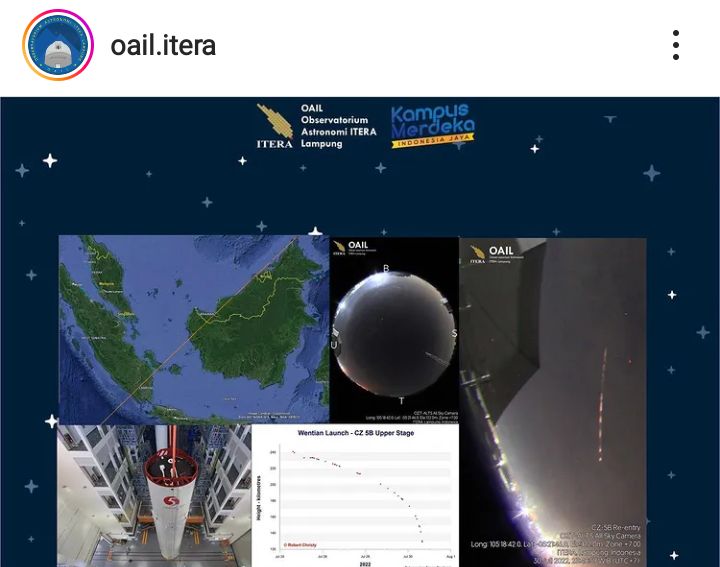 Bukan Meteor, Puing Roket Long March 5B Milik China Melintasi Langit Lampung