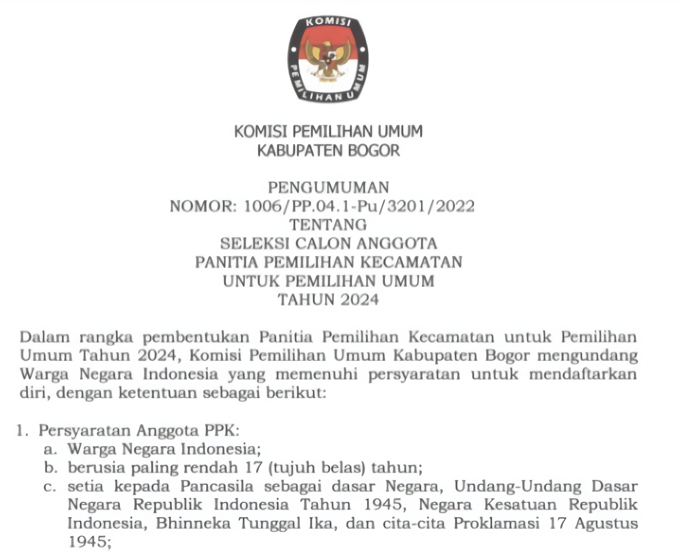 Mulai Hari Ini, KPU Lakukan Proses Penjaringan PPK dan PPS